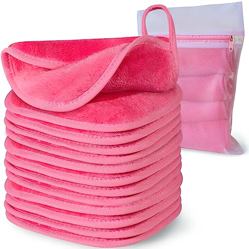 Makeup Removing Cloth | Washable, 12 Pack, 6"x6", Pink