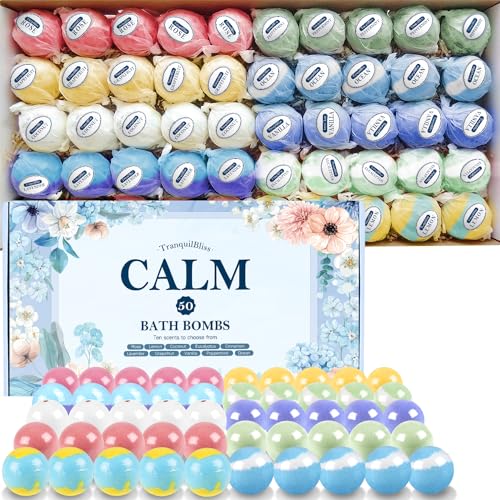 Bath Bombs | 50 Pack, Organic, 10 Rich Scents