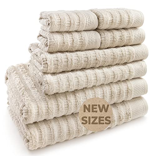 Bath Towel Set | 100% Organic Cotton, Extra Absorbent, Set of 8