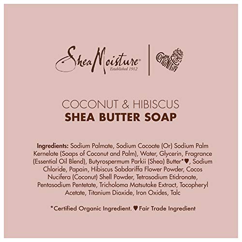 Sheamoisture Bar Soap for Dull, Dry Skin Coconut and Hibiscus Sulfate Free Soap Bar 8 oz