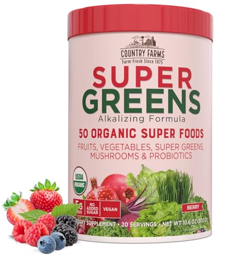 Superfood Drink Mix | Berry Flavor, 50 Organic Ingredients, 20 Servings, 10.6 oz