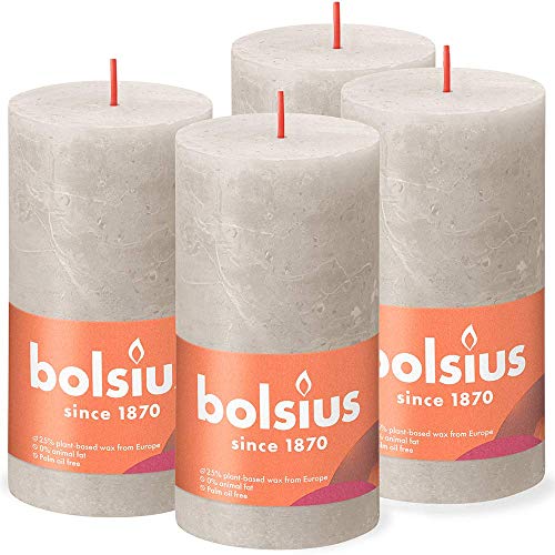 Pillar Candle Set | Light Grey, 13 x 7 cm, Pack of 4