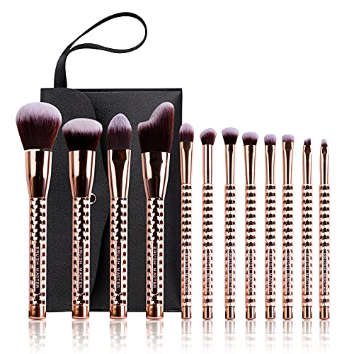 Makeup Brush Set | 12 Pcs, Professional Face, Eyeshadow, Kabuki, with Case