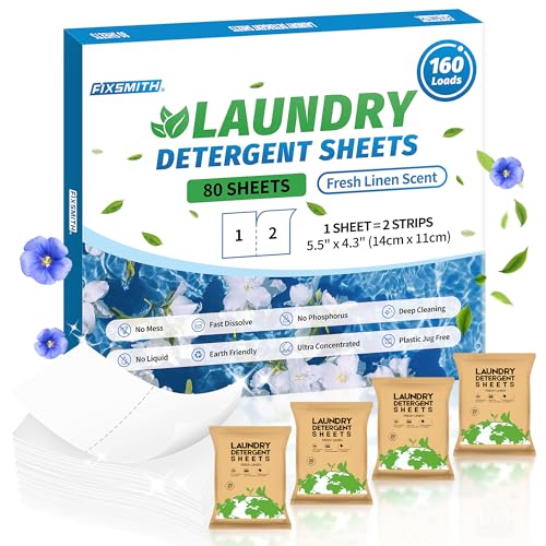 Laundry Detergent Sheets | Fresh Linen Scent, 160 Loads (80 Sheets)