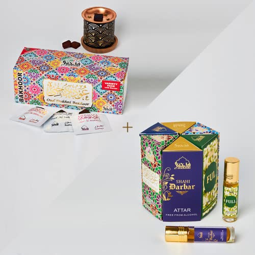 Attar Oil Set | Authentic Arabic Fragrance Oils, Variety Box with Burner