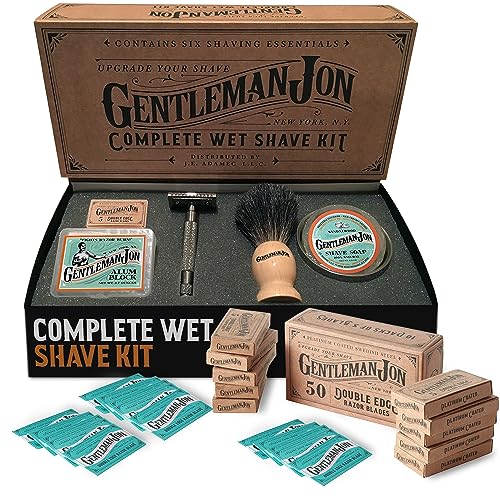 Shaving Kit | Safety Razor, 50-Pack Double Edge Blades, Complete Wet Shave Set