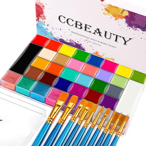 Body Paint Kit | 36 Colors, Oil-Based, Hypoallergenic, Includes 10 Brushes