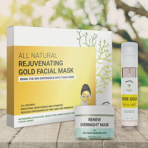 Facial Care Set | Rosewater Toner, Gold Face Mask, Overnight Mask