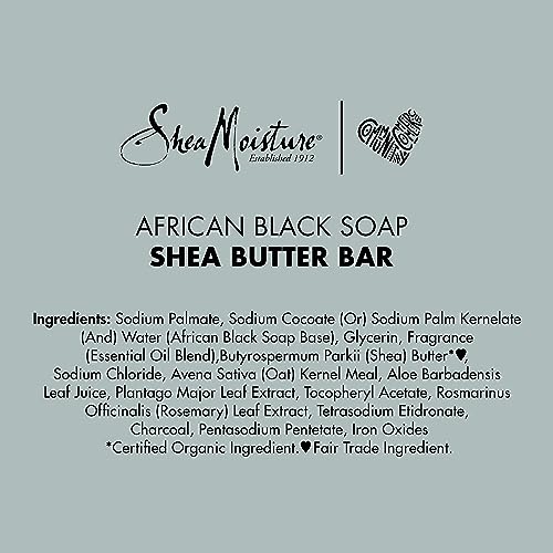 SheaMoisture Bar Soap African Black Soap for Troubled Skin Cleanser with Shea Butter 8 oz