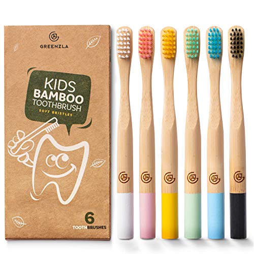 Kids Bamboo Toothbrushes | 6 Pack, BPA Free, Eco-Friendly, Biodegradable