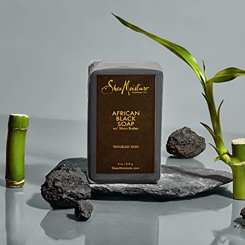 SheaMoisture Face and Body Bar for Oily, Blemish-Prone Skin African Black Soap Paraben Free 3.5 oz 4 Count, facial cleanser