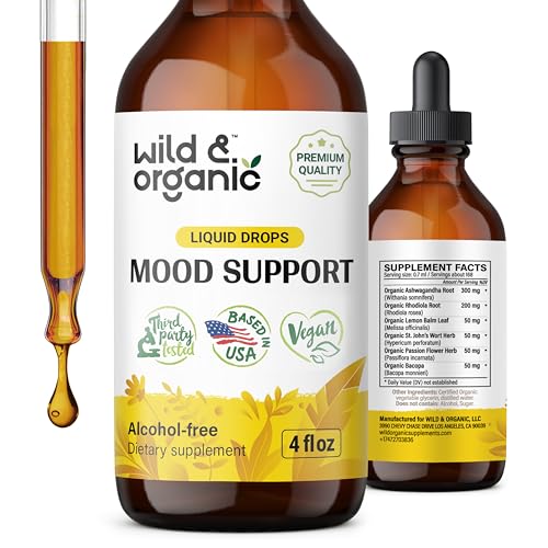 Mood Support Supplement | Natural Liquid Drops, 4 oz, Ashwagandha & Rhodiola Rosea