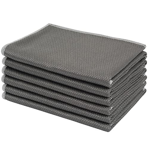 Microfiber Cleaning Cloth | Lint-Free, 16x16 Inch, 6 Pack, Grey