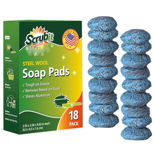 Steel Wool Soap Pads | 18 Pack, Pre-Soaped for Easy Cleaning