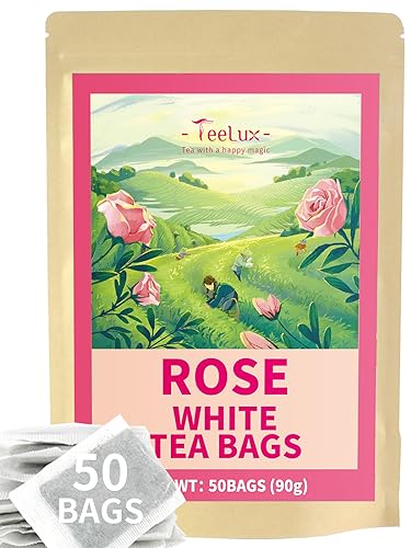 White Tea Bags | Premium Quality, Natural Rose Flavor, 50 Count