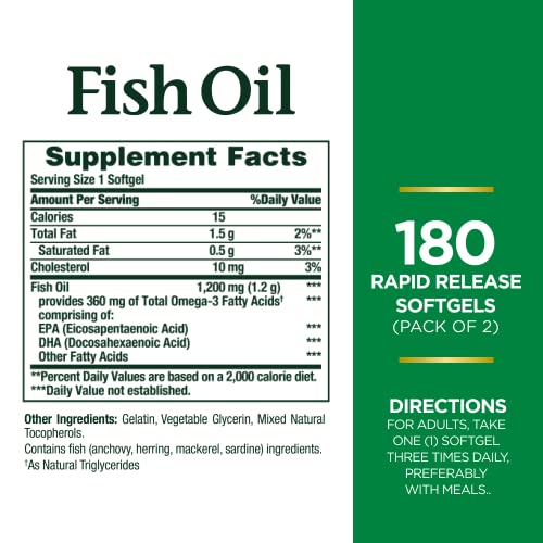 Fish Oil Softgels | 1200 mg, Supports Heart Health, 360 Count, Twin Pack