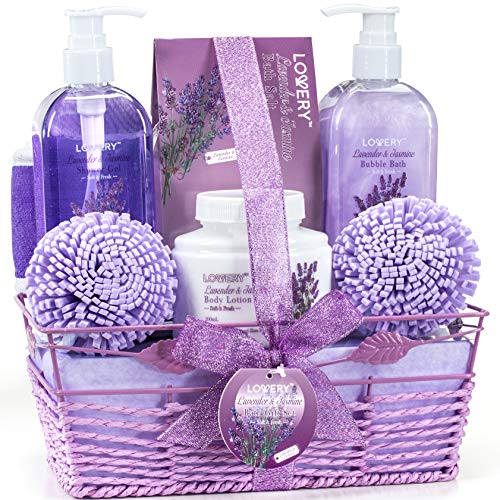 Bath and Body Gift Set | Lavender and Jasmine, Includes Lotions, Bubble Bath, Bath Salt