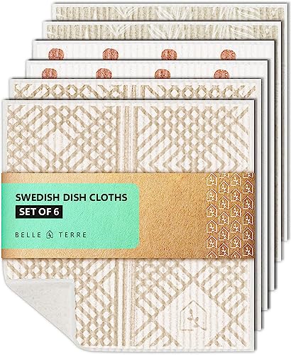 Dish Cloths | Reusable Cellulose, Set of Six, Eco-Friendly