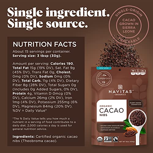 Cacao Nibs | 16 oz. Pack, Organic, Non-GMO, Gluten-Free