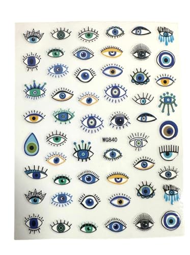 Nail Decals | Bright and Bold Evil Eyes Design, Easy Application