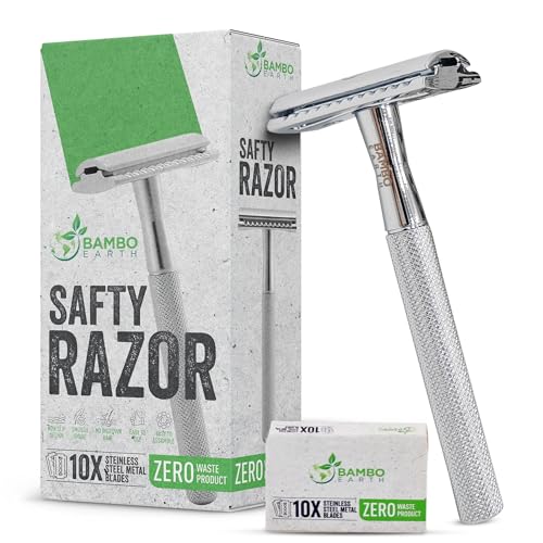 Double Edge Safety Razor | Travel Friendly, Eco-Friendly, Includes 10 Platinum Coated Blades