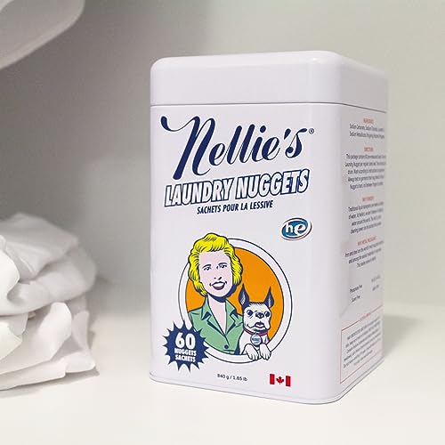 Nellie's Laundry Nuggets - 60 Loads - Dissolvable Concentrated Detergent Pods - Plant-Based Formula - Effective & Gentle Cleaning - Eco-Friendly Power for Fresh Clothes