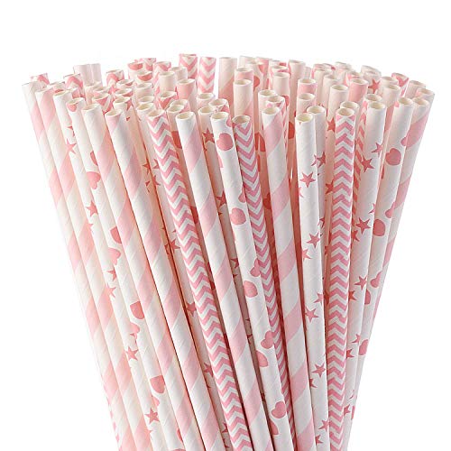 Biodegradable Paper Straws | Pack of 100, Ideal for Parties, Cocktails, Smoothies