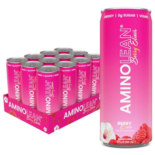 Energy Drink | Sugar Free, Vegan Amino Acids, Berry Flavor, 12 Pack