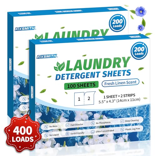 Laundry Detergent Sheets | Fresh Linen Scent, 400 Loads (200 Sheets), Eco-Friendly