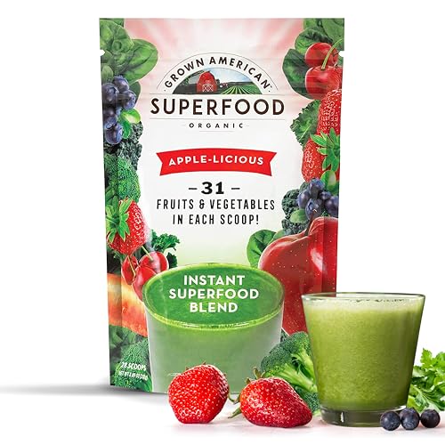 Superfood Powder | 31 Organic Fruits & Vegetables, 28 Servings, Vegan, Non-GMO