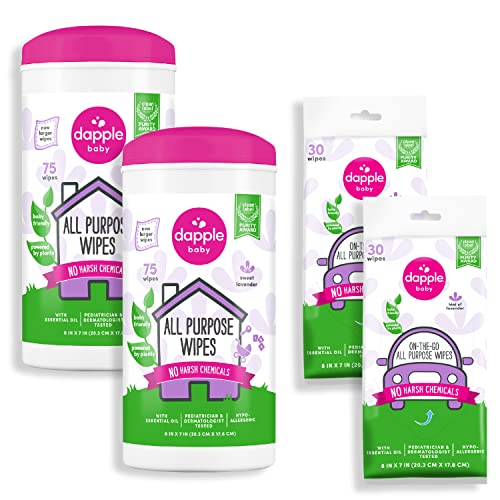 Cleaning Wipes | Plant-Based, Hypoallergenic, 75 Count Canister + 30 Count Pouch