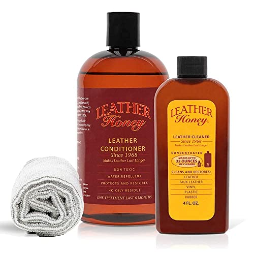 Leather Care Kit | 4 oz Cleaner, 16 oz Conditioner, 2 Applicator Cloths