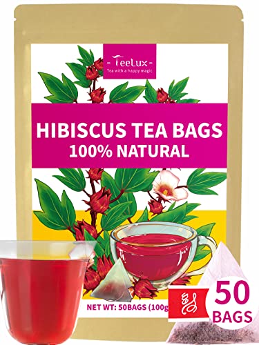 Hibiscus Tea Bags | Caffeine Free, Refreshing Tart Flavor, 50 Count