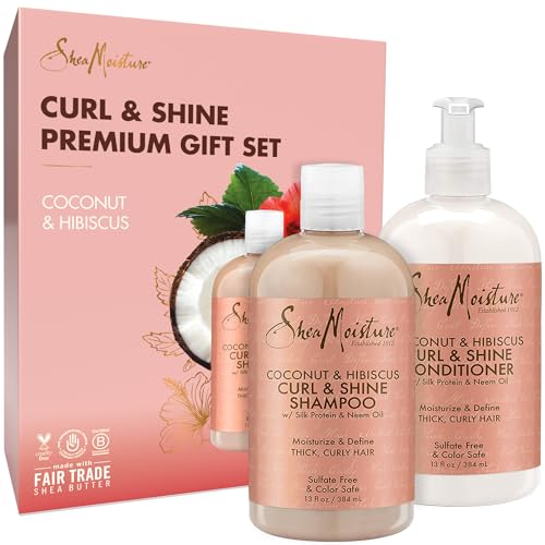 SheaMoisture Shampoo and Conditioner Set, Coconut & Hibiscus Curl & Shine with box