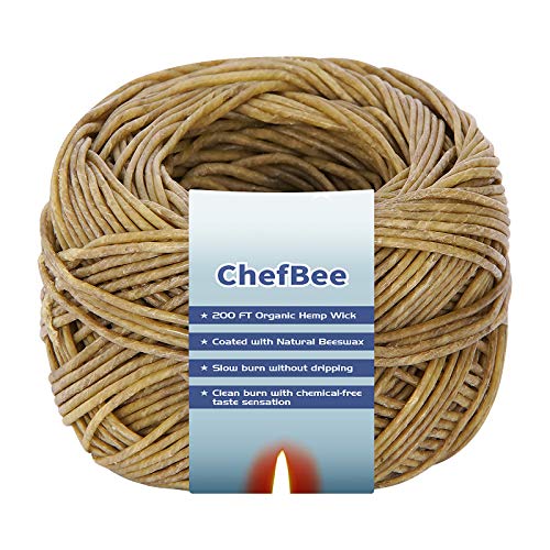 Hemp Wick | Organic, Beeswax Coated, 200 feet, Standard Size (1.1 mm)