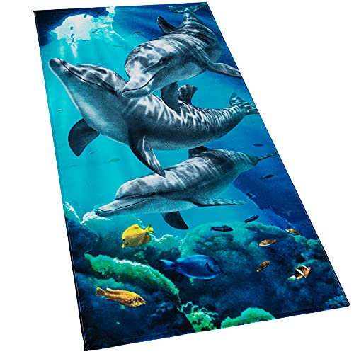 Beach Towel | 30 x 60 Inch, 100% Cotton, Thin and Soft Velour