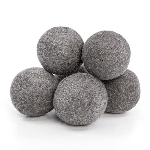 Wool Dryer Balls | 6-Pack, XL Size, 100% New Zealand Wool, Fragrance-Free