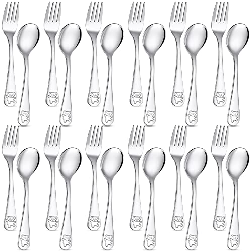 Toddler Silverware Set | 24 Pieces, Stainless Steel Forks & Spoons, Safe for Kids