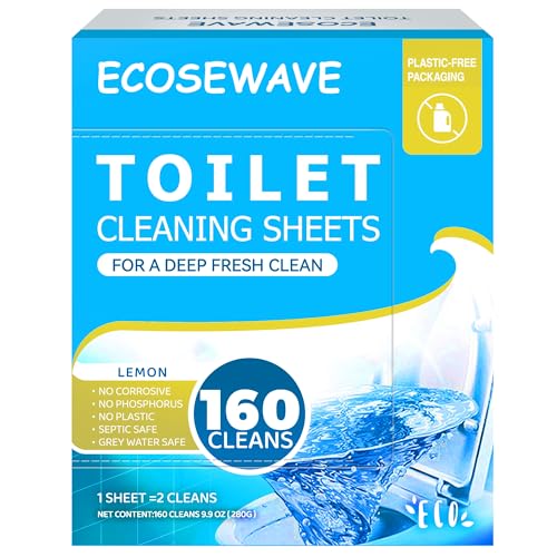 Toilet Bowl Cleaner Sheets | 160 Cleans, Lemon Scent, Plastic-Free Packaging