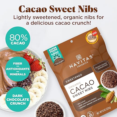 Cacao Sweet Nibs | 8oz Bag, Organic, Non-GMO, Gluten-Free