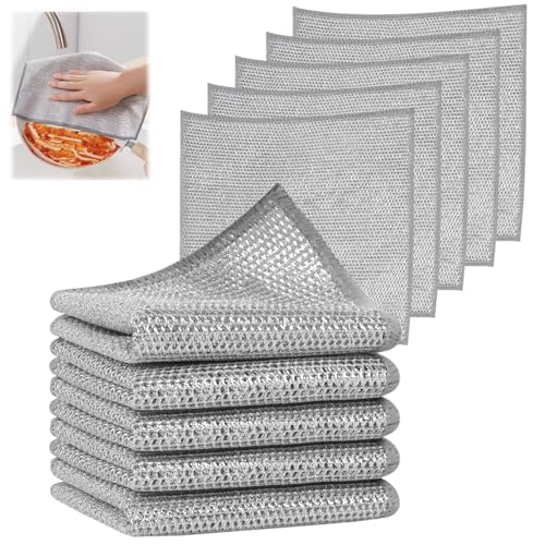 Multipurpose Cleaning Cloths | Non-Scratch, Double-Sided Mesh, 10 Pack, 7.87 x 7.87 Inch