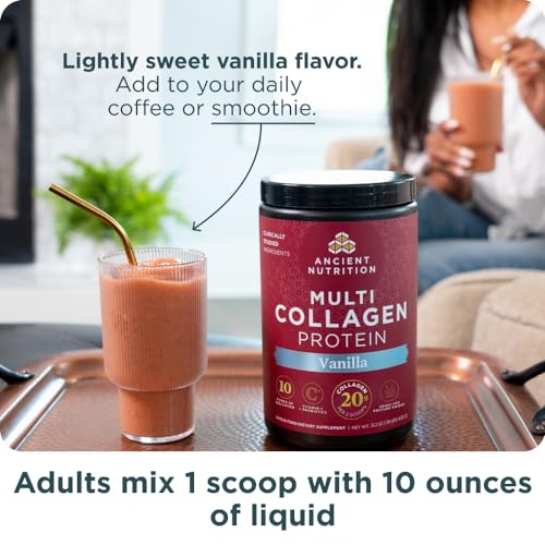 Multi Collagen Protein Powder | Vanilla Flavor, 60 Servings, Plus Organic Supergreens