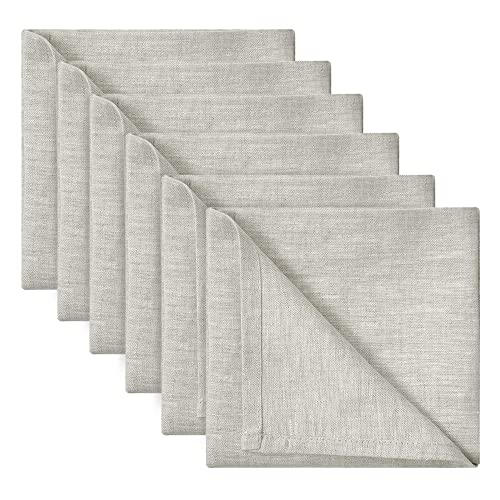 Linen Cloth Napkins | 6 Pack, 18 x 18 Inch, 100% Pure French Linen, Natural Color