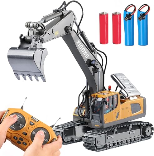 Excavator Toy | Remote Control, Metal Shovel, 2 Rechargeable Batteries