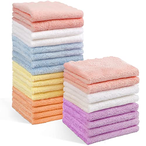 Baby Washcloths | 24-Pack, Microfiber Coral Fleece, Super Soft and Absorbent