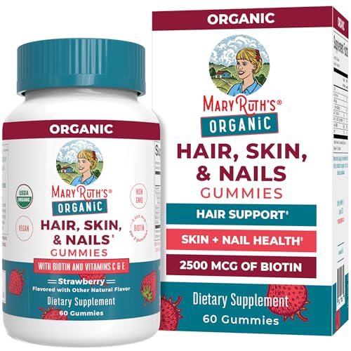 Hair Skin and Nails Vitamins | Biotin Gummies, Vitamin C & E, 60 Count