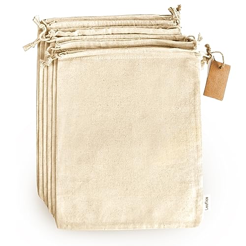 Cotton Storage Bags | X-Large, 14x17 inches, 6 Pack, Reusable Canvas