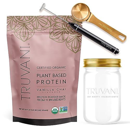 Protein Powder | Vegan Vanilla Chai, 20g Organic Plant-Based, Includes Jar & Frother