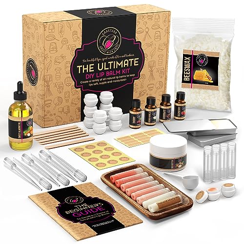 Lip Balm Creation Kit | DIY using Natural Beeswax, Shea Butter, Essential Oils, Tubes & Jars