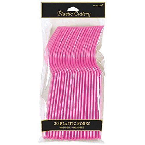 Plastic Forks | Bright Pink, Eco-Friendly, Pack of 20